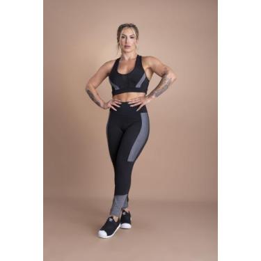 Imagem de Conjunto Fitness Feminino Calça Legging Cintura Alta E Top Nadador Tel