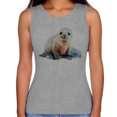 Imagem de Regata Feminina Foca Bebê - Foca na Moda, Cinza, GGG