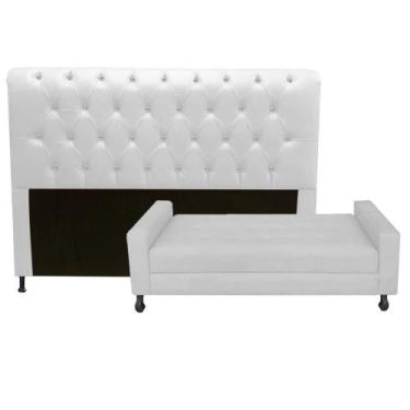 Imagem de Kit Félix com Cabeceira Cristal 1,40 cm Casal Baú Quarto Sala Suede Br