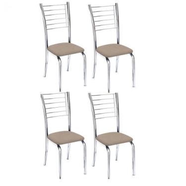 Imagem de Conjunto 4 cadeiras Ipanema cromada para cozinha-suede bege-Gat Magazi