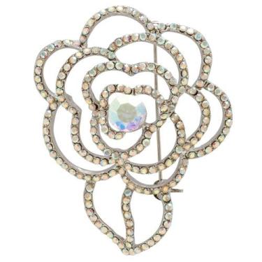 Imagem de Broche Strass Flor Akasaki BRG0074, Prateado