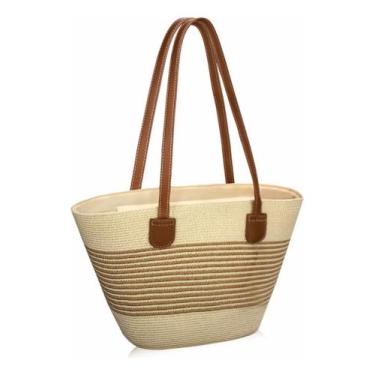 Imagem de Bolsa De Praia Feminina Palha Grande Com Zíper Verão Praia - Alwy, Beg
