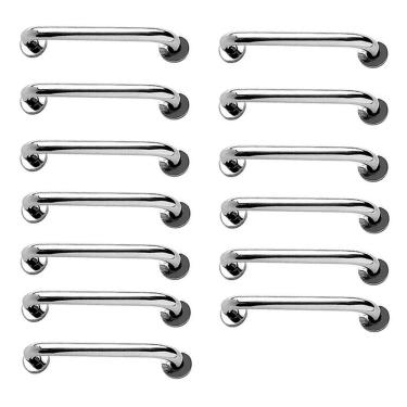 Imagem de Alça de Apoio 30cm Barra Inox Kit 13 Unidades Segurança Idoso Cadeirante Acessibilidade Banheiro Box Corrimao Suporte Parede