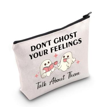 Imagem de Mental Health Matters Gift Don't Ghost Your Feelings Talk About Them Bolsa de Cosméticos Presente para Conselheiro Escolar, Não deixe sua bolsa fantasma