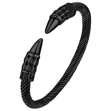 Imagem de FaithHeart Pulseira Viking para homens e mulheres, runa de aço inoxidável/martelo de Thor/lobo/pulseiras de nó celta personalizável, Adjustable, Aço inoxidável, Sem Pedra Preciosa