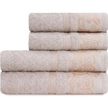 Imagem de Toalhas Banhão e Rosto 100% Algodão Açores Kit com 4 - Marcotex, BEGE