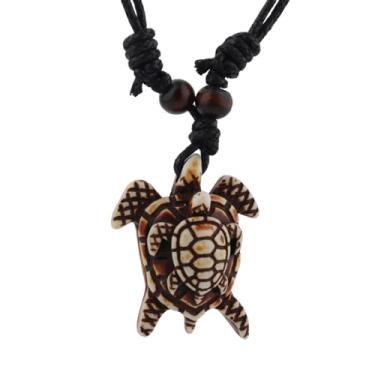 Imagem de Scddboy Colar com pingente de tartaruga marinha havaiana para mulheres e homens - Colar de surfista com cordão ajustável, Resina Resina corda