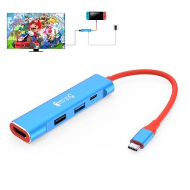 Imagem de RREAKA Switch Dock para Nintendo Switch OLED, adaptador de TV 4 em 1 com HDMI 4K, porta USB 3.0, carregamento tipo C 100W, estação de ancoragem portátil para viagens, Samsung Dex S24, MacBook