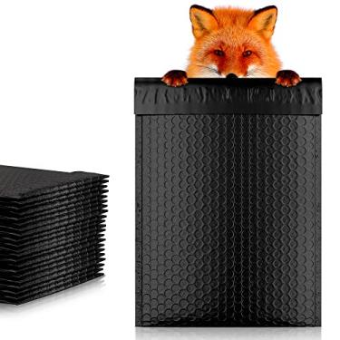 Imagem de Envelopes acolchoados de plástico bolha 24 x 34 cm. Pacote com 25 envelopes grandes pretos 24 x 34 cm. Tamanho externo 26 x 34 cm. Peel-N-Seal. Envio e embalagem e embalagem. Mfg # 10 x 13.