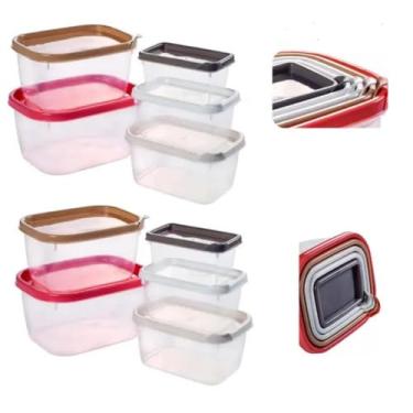 Imagem de Genérico Conjunto de 10 Potes de Plástico Retangulares Conect - 5 Cores, Prático e Funcional Colorido