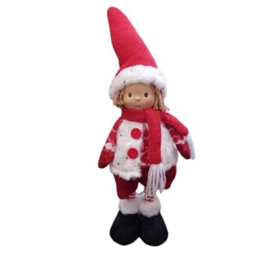 Imagem de Enfeite de Natal em Tricô, 45 cm, Decoração Natalina Menina Em pé com gorro