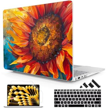 Imagem de Lepeoac Capa para laptop Microsoft Surface de 13,9 polegadas, Windows 11 Copilot+ PC 2024, 7ª edição, tela sensível ao toque, capa rígida de plástico com capa de teclado e protetor de tela, girassol