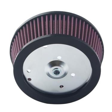 Imagem de FINMOKAL (6 furos) Tampa do elemento de admissão do filtro de ar vermelho compatível com Harley Touring 1999-2016, Trike 2008-2016, Dyna 1999-2017, Softail 2000-2017