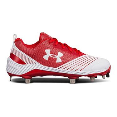 Imagem de Under Armour Tênis de softbol feminino Glyde St, Branco (161)/vermelho, 5.5