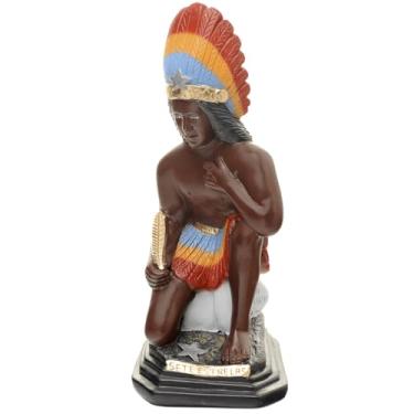 Imagem de Imagem Caboclo Sete Estrelas 20cm Gesso Escultura Umbanda