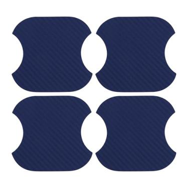 Imagem de TUCKBOLD Ímã do carro maçaneta da porta do carro protetor contra arranhões 91 x 93 mm antiarranhões | Alça de porta película protetora fibra azul 4 peças