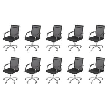 Imagem de Kit 10 Cadeiras Escritorio Diretor Tela Mesh Roma 3312 - OR Design
