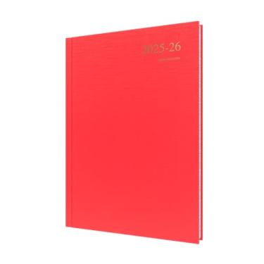 Imagem de Collins Agenda "Essentials" de 12 meses de meio/ano acadêmico, julho de 2025 a julho de 2026, diário de compromissos dia-a-página, capa dura A4, vermelha