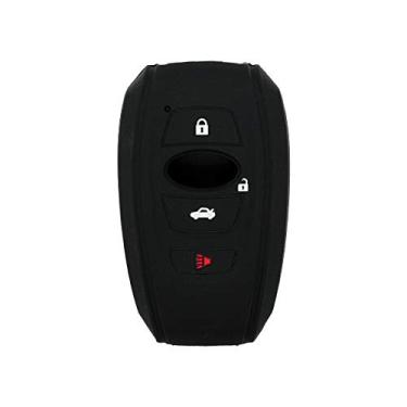 Imagem de SEGADEN capa protetora de silicone suporte de capa jaqueta de pele compatível com SUBARU 4 botões Smart Remote Key Fob CV4255 Preto