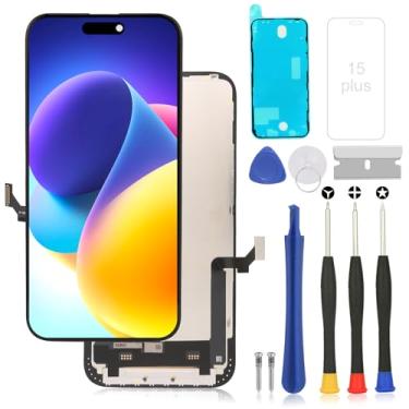 Imagem de Kit de substituição de tela para iPhone 15 Plus, conjunto completo, tela digitalizadora LCD de substituição para iPhone 15 Plus com digitalizador de toque 3D e kit de ferramentas de reparo para