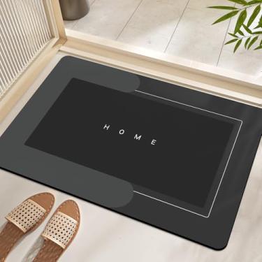 Imagem de Tapete de banho super absorvente, tapete de banheiro fino de secagem rápida, antiderrapante, resistente a manchas, cozinha, sala de estar, tapete de chuveiro fácil de limpar para banheira (retangular