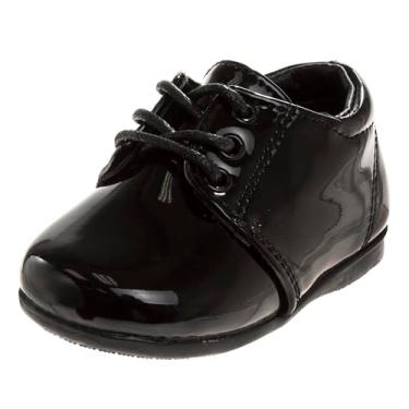 Imagem de Josmo Sapatos para bebês meninos e meninas primeiro caminhada botas clássicas couro macio formal berço sapatos tamanho infantil - criança pequena, Preto claro, 17