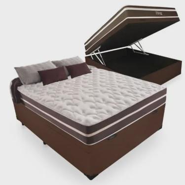 Imagem de Cama Box Com Baú Casal + Colchão De Molas - Anjos - Classic Superlastic 138cm