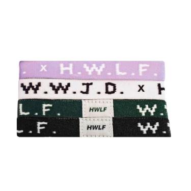 Imagem de He would Love First Pulseiras WWJD HWLF elásticas naturais pacote com 3 pulseiras What Would Jesus Do | Pulseiras reversíveis HWLF x WWJD em malva, areia e verde | Serve para todos os tamanhos de