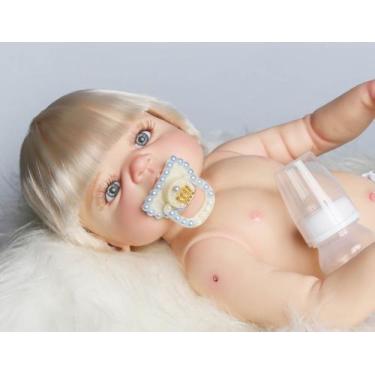Imagem de Bebê Reborn Menino Loiro Silicone 55 cm Pronta Entrega - Mundo Kids
