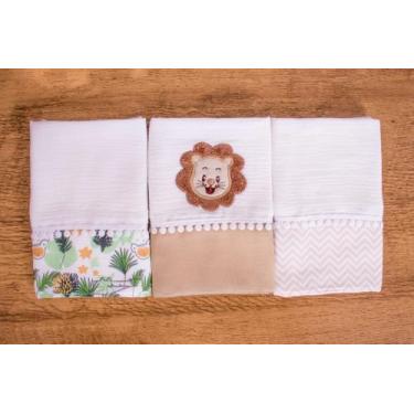 Imagem de Kit 3 Peças Fralda De Boca Para Bebê - Miguel Baby, Leão Bege