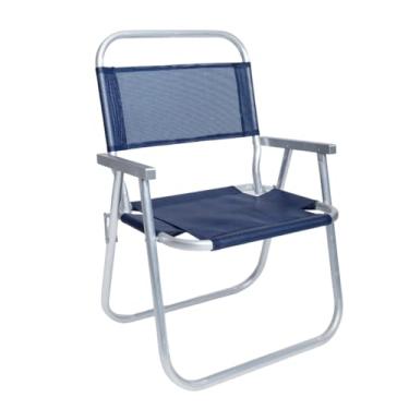 Imagem de Cadeira de Praia Até 160kg ALTA Campo Jardim e Pesca Super Reforçada Plus Size AZUL MARINHO