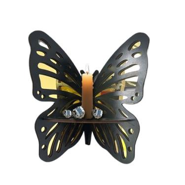 Imagem de Prateleiras flutuantes de canto, prateleiras de parede de canto,Decoração flutuante do banheiro da borboleta | Rack de suporte de retro para o quarto do escritório da decoração da garagem do banheiro