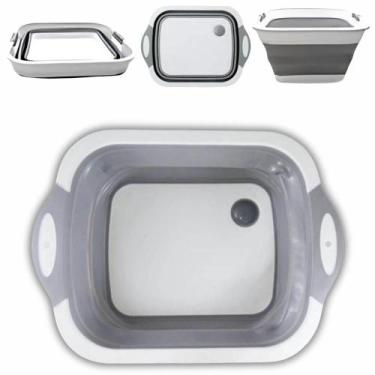 Imagem de Tábua Bacia Multifuncional Retrátil de Silicone, Tábua de Corte, Bacia