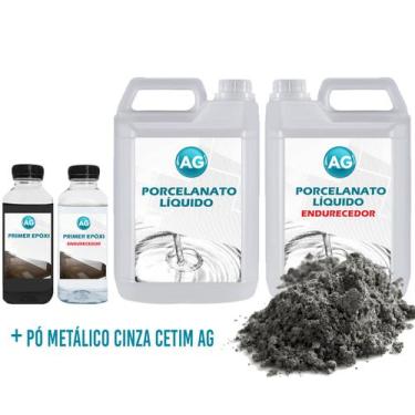 Imagem de Kit Porcelanato Líquido Metálico Cinza Cetim AG por M² - Resinas ag, 2