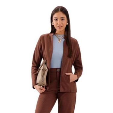 Imagem de Blazer Malha Lunender Alfaiataria Marrom Tam. G-Feminino
