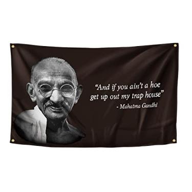 Imagem de OOOYIY Bandeira Gandhi Bandeiras universitárias 9 × 1,5 m, bandeira de parede para pendurar ao ar livre com 4 ilhós de latão para decoração de dormitório universitário