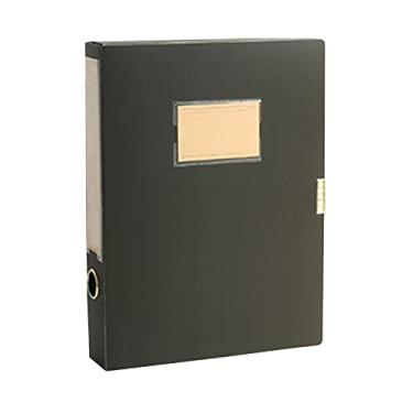 Imagem de Caixas de arquivo de armazenamento A4 Caixas de arquivo de plástico com tampa, organizador de pasta de arquivos caixa de arquivamento de documentos para escritório, preto