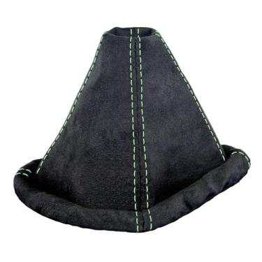 Imagem de L & P Car Design Capa de bota de câmbio de camurça sintética compatível com VW Golf 2 MK2 3 MK3 Passat MK3 Polo MK3 para Jetta MK2 MK3 Transmissão Manual Preto Verde Stitch