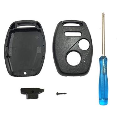 Imagem de Capa de chave de entrada sem chave de reposição sem necessidade de corte para Honda Accord Civic Hybrid EX 2003-2012 CR-V Pilot EX SE 2005-2006 Pilot 2009-2015 Element Key Fob ShellGrakest preto DW01