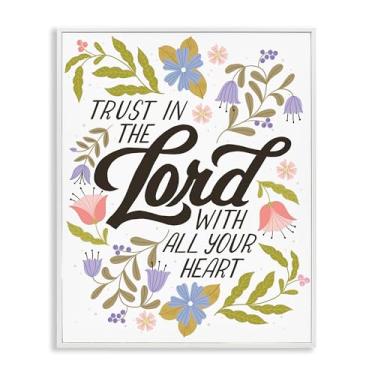 Imagem de Stupell Industries Trust In The Lord Proverb Design de arte giclée emoldurado branco por Muffin Grayson, 11 x 14