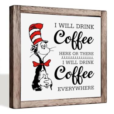 Imagem de XJCUG Decoração Para Cafeteria, "Vou Beber Aqui Ou Ali Em Qualquer Lugar", Placa, Cozinha, Estação De 9,9 Polegadas