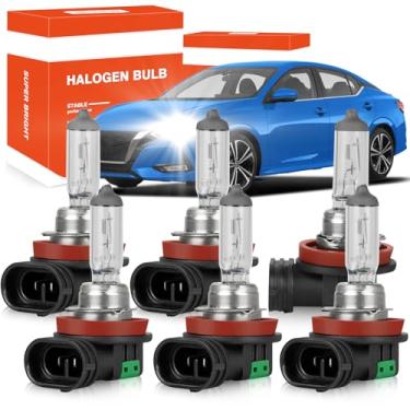 Imagem de OQSNCV Kit De Lâmpadas Farol Halógenas Para Nissan Sentra (2013-2023), Alto H11 + Baixo Neblina, Pacote Com 6