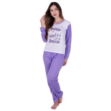 Imagem de Pijama Feminino Inverno Estampado de Frio Calça e Manga Longa Feminino