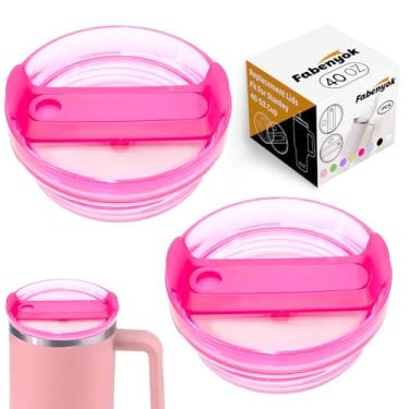 Imagem de Fabenyok Tampa de copo de substituição de 1,134 g para copo Stanley, pacote com 2 tampas de substituição transparentes adequadas para copo de viagem Stanley, capas de copo à prova de derramamento para