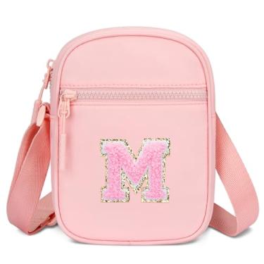 Imagem de CLOUDWINGS Presente de aniversário para meninas, bolsa tiracolo com inicial para crianças de 3 a 10 anos, rosa