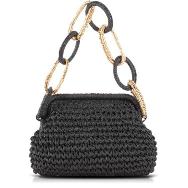 Imagem de QTKJ Bolsa de praia de palha para mulheres, sacola, bolsa para férias, viagens, uso diário (estilos 439