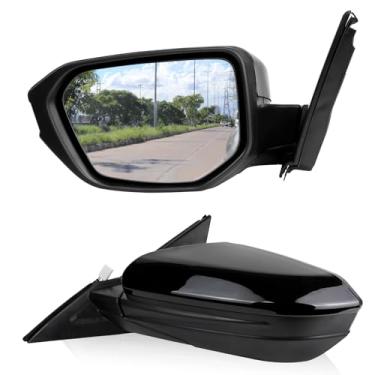 Imagem de KAKSEY Espelho de porta elétrico do lado esquerdo do motorista compatível com Honda Civic 2016 2017 2018 2019 2020 2021, tampa preta dobrável manual não aquecida e espelho retrovisor pintável, substitui HO1320283
