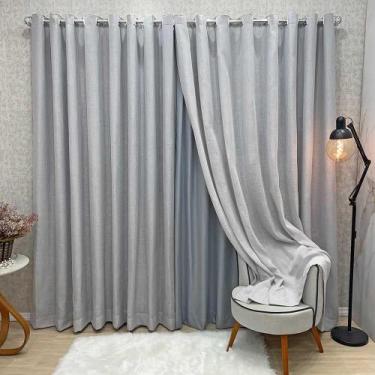Imagem de Cortina Nuance Microfibra Gaze Linho 4,00x2,70m Sala Quarto Varão 4m -