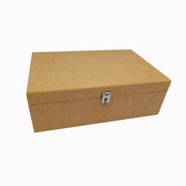 Imagem de Caixa mdf cru 30x20x10cm com fecho para decorar - DF Moraes Artesanato