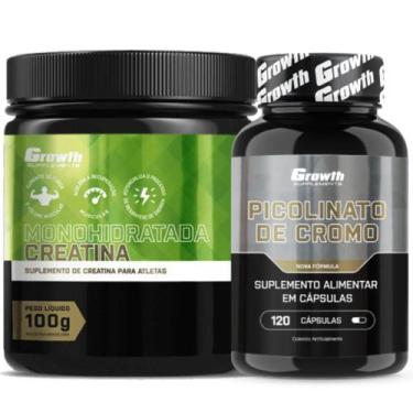Imagem de Creatina Pura 100g Monohidratada + Cromo 120 Caps Growth